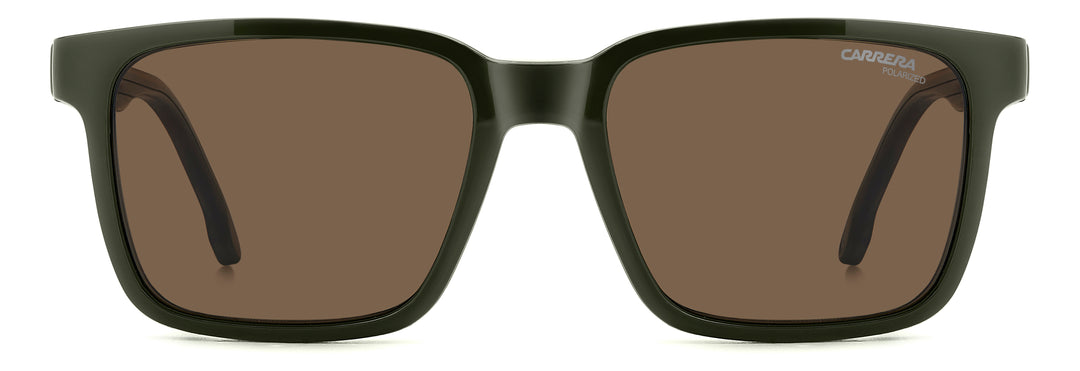 CARRERA CA8069/CS verde militar, vista frontal con clip solar montado 