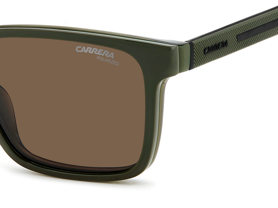 CARRERA CA8069/CS verde militar, detalle del logotipo y la bisagra 