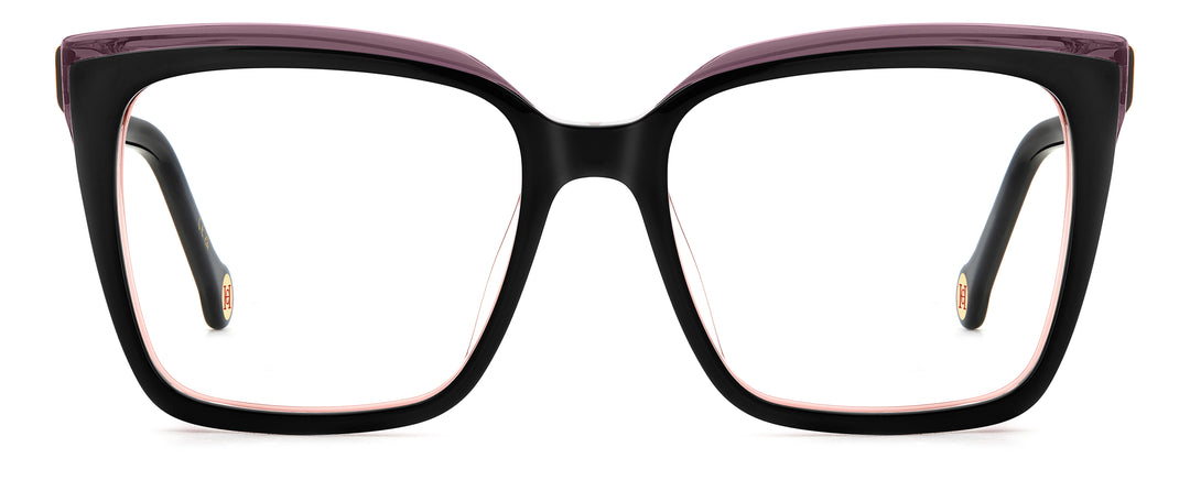 CAROLINA HERRERA HE0251/G negro, vista frontal con varillas abiertas 