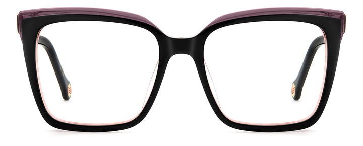 CAROLINA HERRERA HE0251/G negro, vista frontal con varillas abiertas 