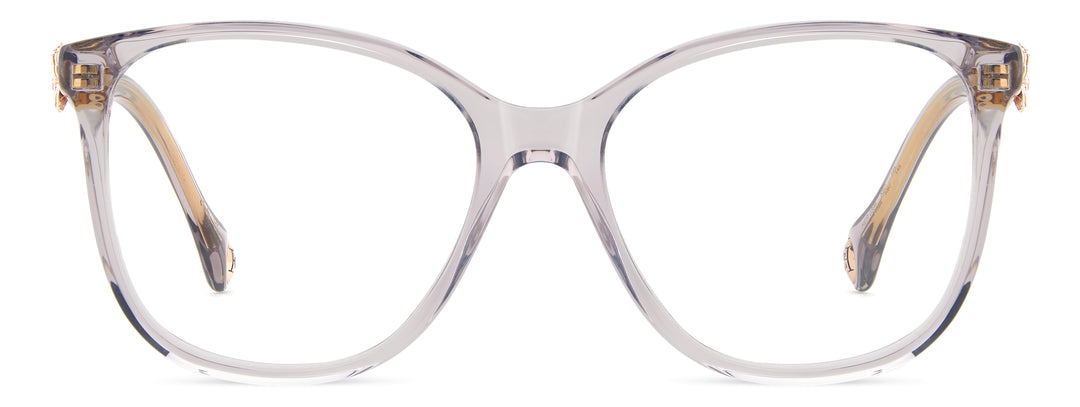CAROLINA HERRERA HER 0396 gris, vista frontal con varillas abiertas 