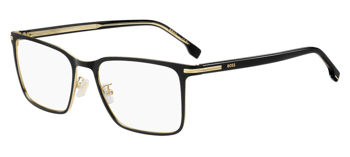 BOSS 1757/G negro mate y dorado, vista principal de tres cuartos 