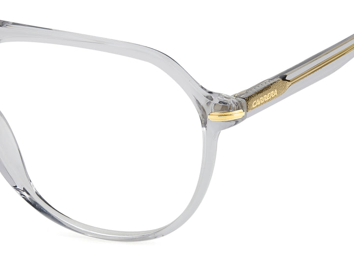CARRERA CA345 gris y dorado, detalle del logotipo y la bisagra 