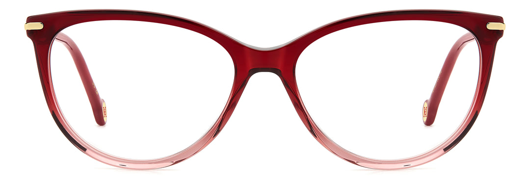 CAROLINA HERRERA HE0231 rojo degradado, vista frontal con varillas abiertas 