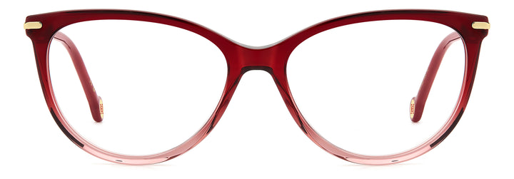 CAROLINA HERRERA HE0231 rojo degradado, vista frontal con varillas abiertas 