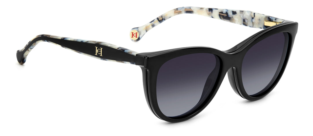 CAROLINA HERRERA HER 0259/CS negro, ángulo alternativo con clip solar montado 
