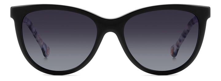 CAROLINA HERRERA HER 0259/CS negro, vista frontal con clip solar montado 