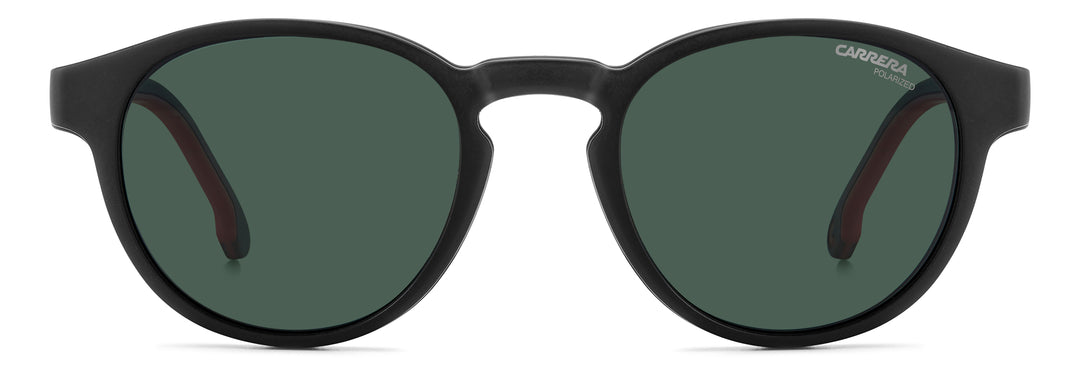 CARRERA CA 8066/CS negro y rojo, vista frontal con clip solar montado 