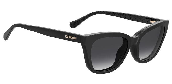 LOVE MOSCHINO MOL071/CS negro, ángulo alternativo con clip solar montado 