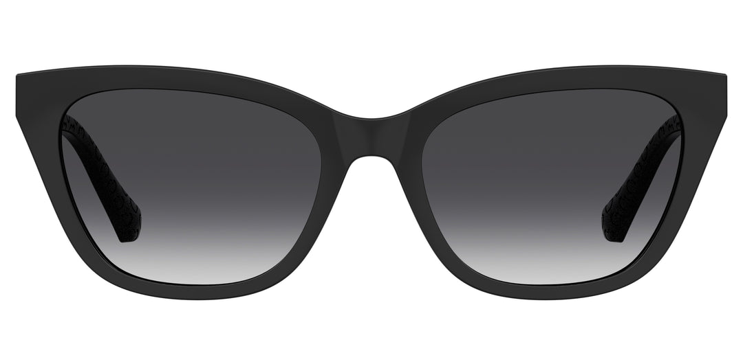 LOVE MOSCHINO MOL071/CS negro, vista frontal con clip solar montado 