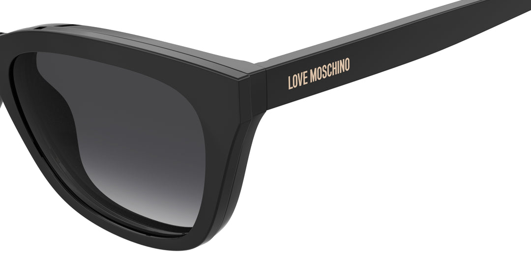 LOVE MOSCHINO MOL071/CS negro, detalle del logotipo y la bisagra 