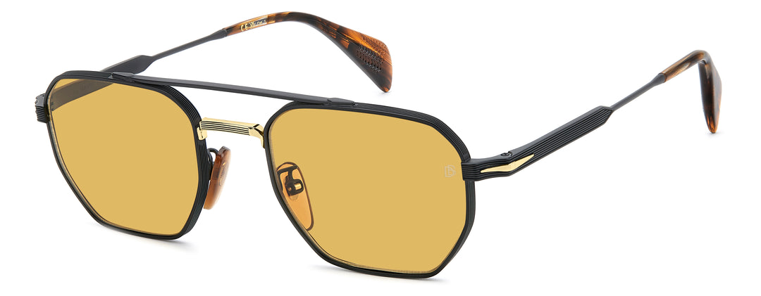 DAVID BECKHAM DB 1229/S negro mate y dorado, vista principal de tres cuartos 