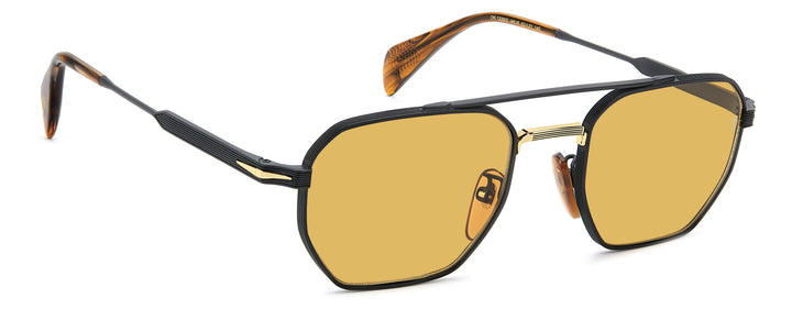 DAVID BECKHAM DB 1229/S negro mate y dorado, ángulo alternativo de tres cuartos 