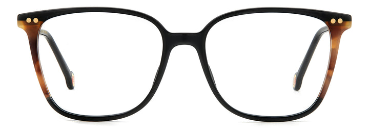 CAROLINA HERRERA HE0165 negro y havana, vista frontal con varillas abiertas 