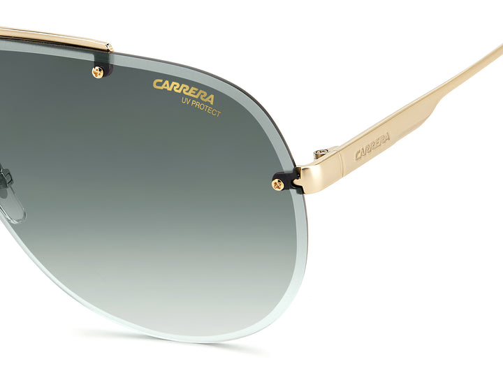 CARRERA CA1052/S dorado y transparente, detalle del logotipo y la bisagra 