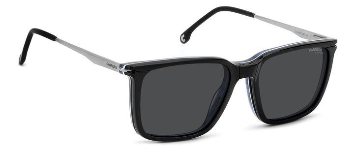 CARRERA CA 357/C negro y azul veteado, ángulo alternativo de tres cuartos con clip colocado 