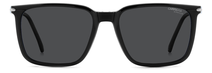 CARRERA CA 357/C negro y azul veteado, vista frontal con clip colocado 