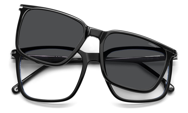 CARRERA CA 357/C negro y azul veteado, vista frontal con clip levantado 