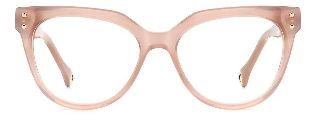 CAROLINA HERRERA HER 0224 rosa nude, vista frontal con varillas abiertas 