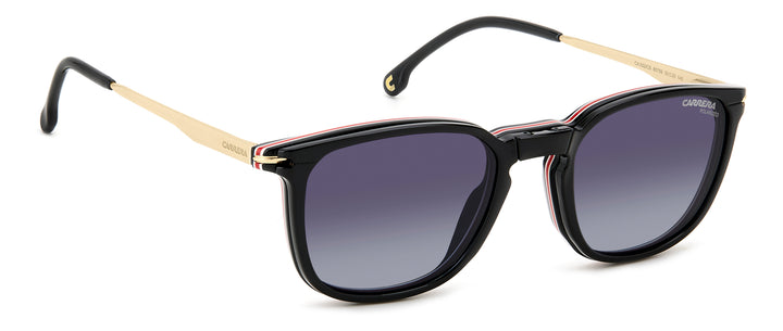 CARRERA CA 332/CS negro y dorado, ángulo alternativo con clip solar montado 