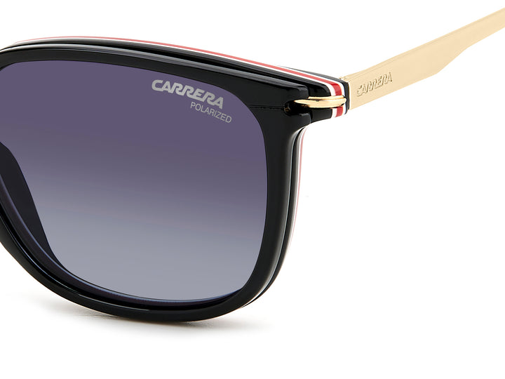 CARRERA CA 332/CS negro y dorado, detalle del logotipo y la bisagra 