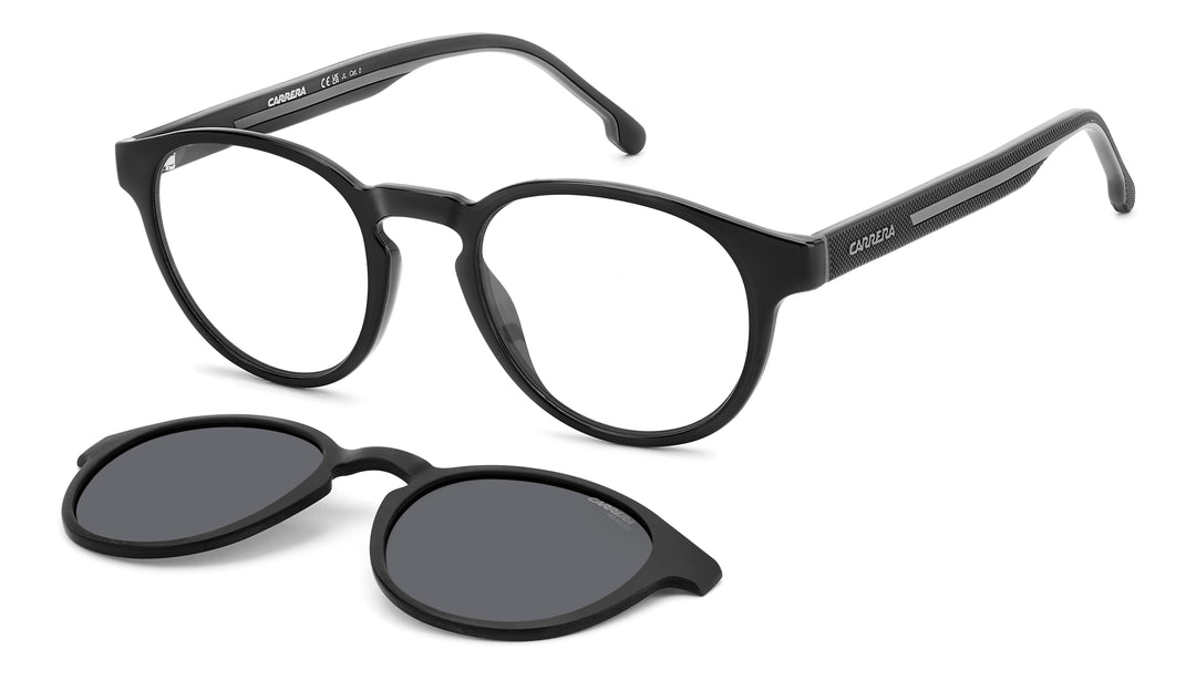 CARRERA CA 8066/CS negro y gris, vista principal de tres cuartos con clip solar separado #color_08a