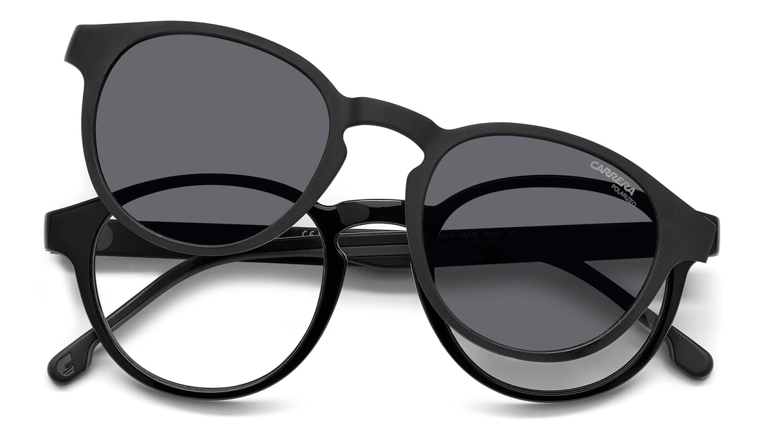 CARRERA CA 8066/CS negro y gris, vista frontal con clip solar levantado 