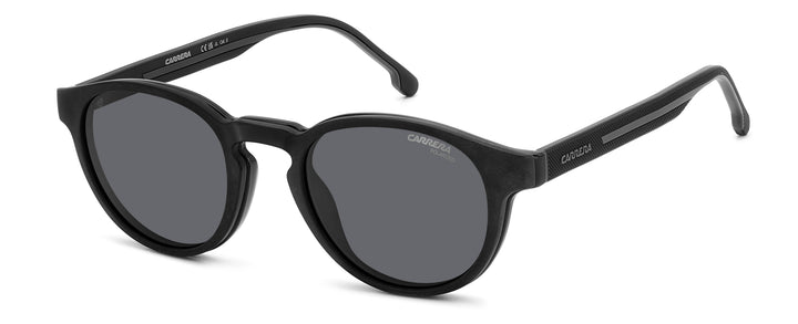CARRERA CA 8066/CS negro y gris, vista de tres cuartos con clip solar montado 