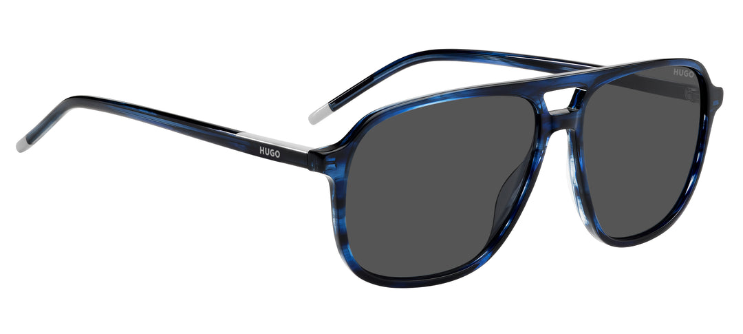 HUGO HG 1398/S azul veteado, ángulo alternativo de tres cuartos 