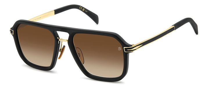 DAVID BECKHAM DB 7136/S negro mate y dorado, vista principal de tres cuartos 
