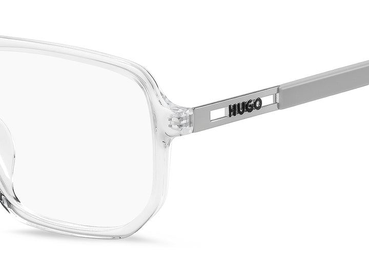 HUGO HG 1415/G transparente y verde, detalle del logotipo y la bisagra 