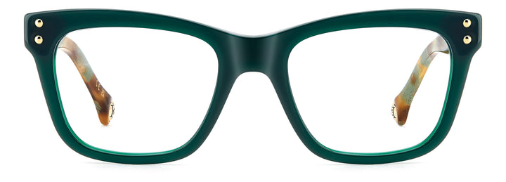CAROLINA HERRERA HE0257 verde, vista frontal con varillas abiertas 