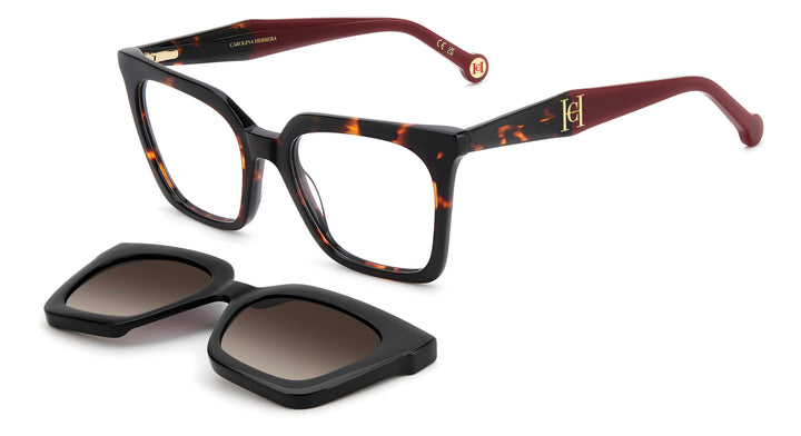 CAROLINA HERRERA HER 0376/C havana, vista principal de tres cuartos con clip separado 