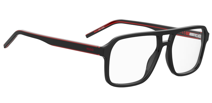 HUGO HG 1299 negro y rojo, ángulo alternativo de tres cuartos 