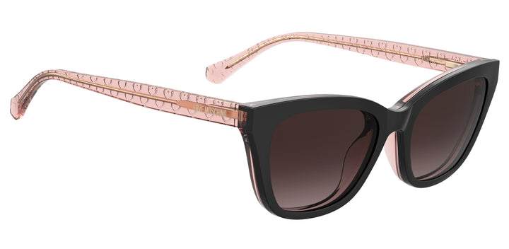 LOVE MOSCHINO MOL071/CS negro y rosa, ángulo alternativo con clip solar montado 
