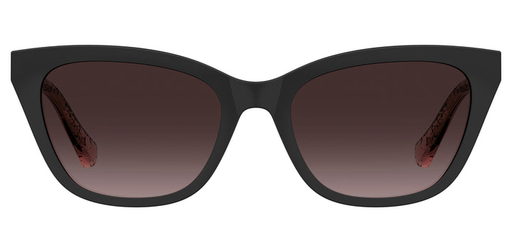 LOVE MOSCHINO MOL071/CS negro y rosa, vista frontal con clip solar montado 