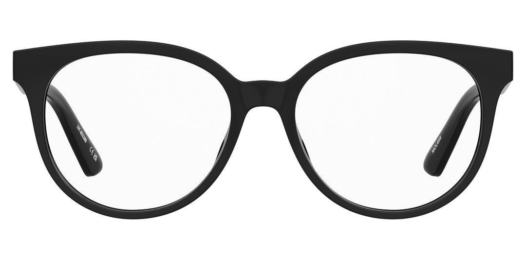 LOVE MOSCHINO MOL658 negro, vista frontal con varillas abiertas 