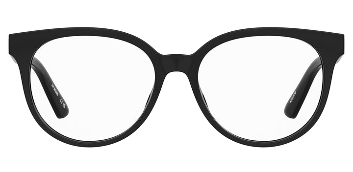 LOVE MOSCHINO MOL658 negro, vista frontal con varillas abiertas 