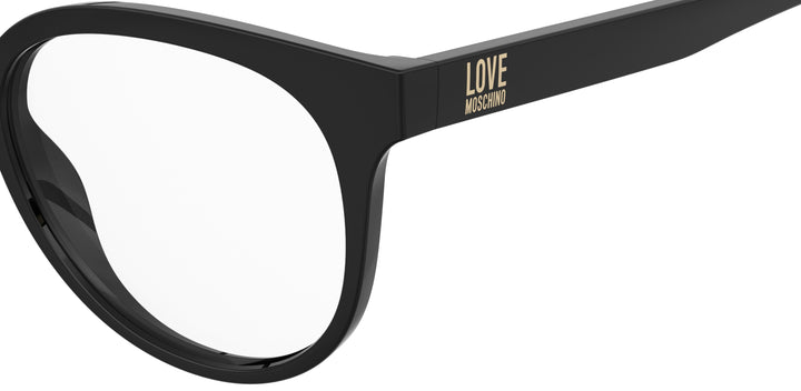 LOVE MOSCHINO MOL658 negro, detalle del logotipo y la bisagra 