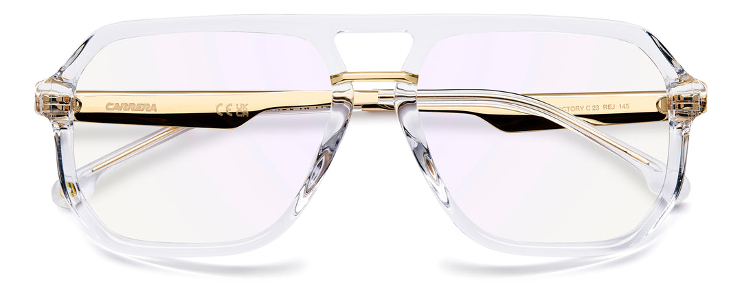 CARRERA VICTORY C 23 transparente y dorado, vista frontal con varillas plegadas 