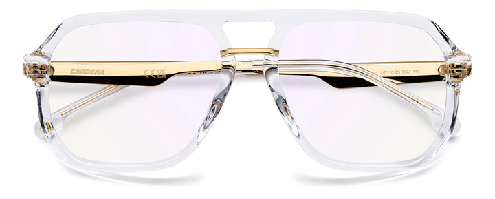 CARRERA VICTORY C 23 transparente y dorado, vista frontal con varillas plegadas 