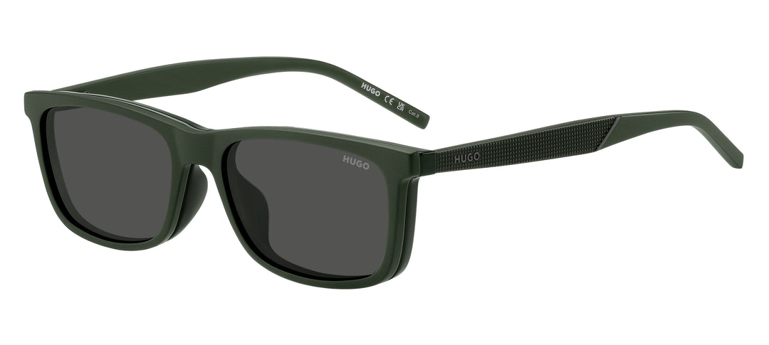 HUGO HG1329/G/CS2 verde y negro, vista de tres cuartos con el segundo clip solar 