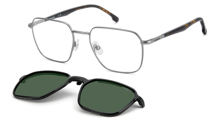 CARRERA CA 388/C rutenio oscuro mate, vista principal de tres cuartos con clip solar separado 