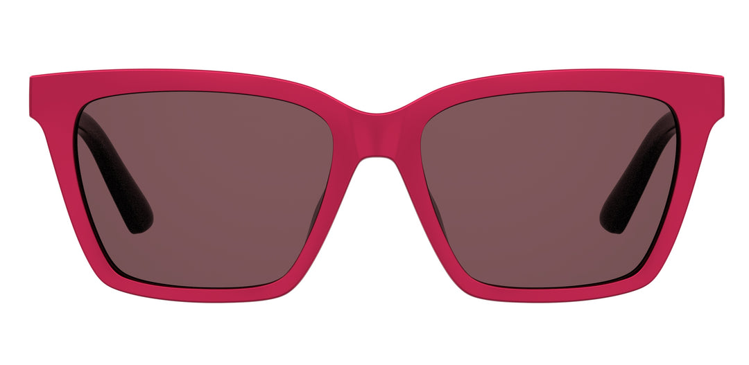 LOVE MOSCHINO MOL661/C burdeos y rosa, vista frontal con varillas abiertas 