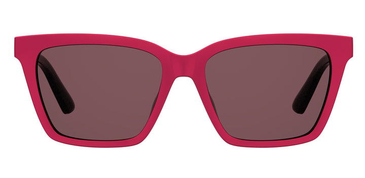 LOVE MOSCHINO MOL661/C burdeos y rosa, vista frontal con varillas abiertas 