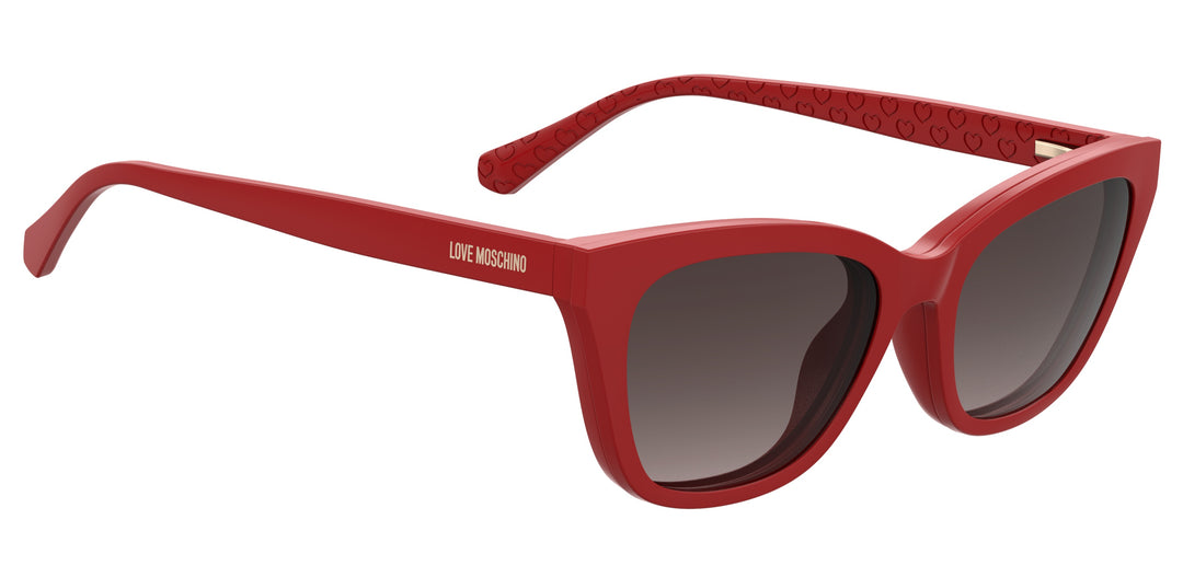 LOVE MOSCHINO MOL071/CS rojo, ángulo alternativo con clip solar montado 