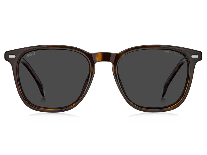 BOSS 1882/G/C havana, vista frontal con clip colocado 