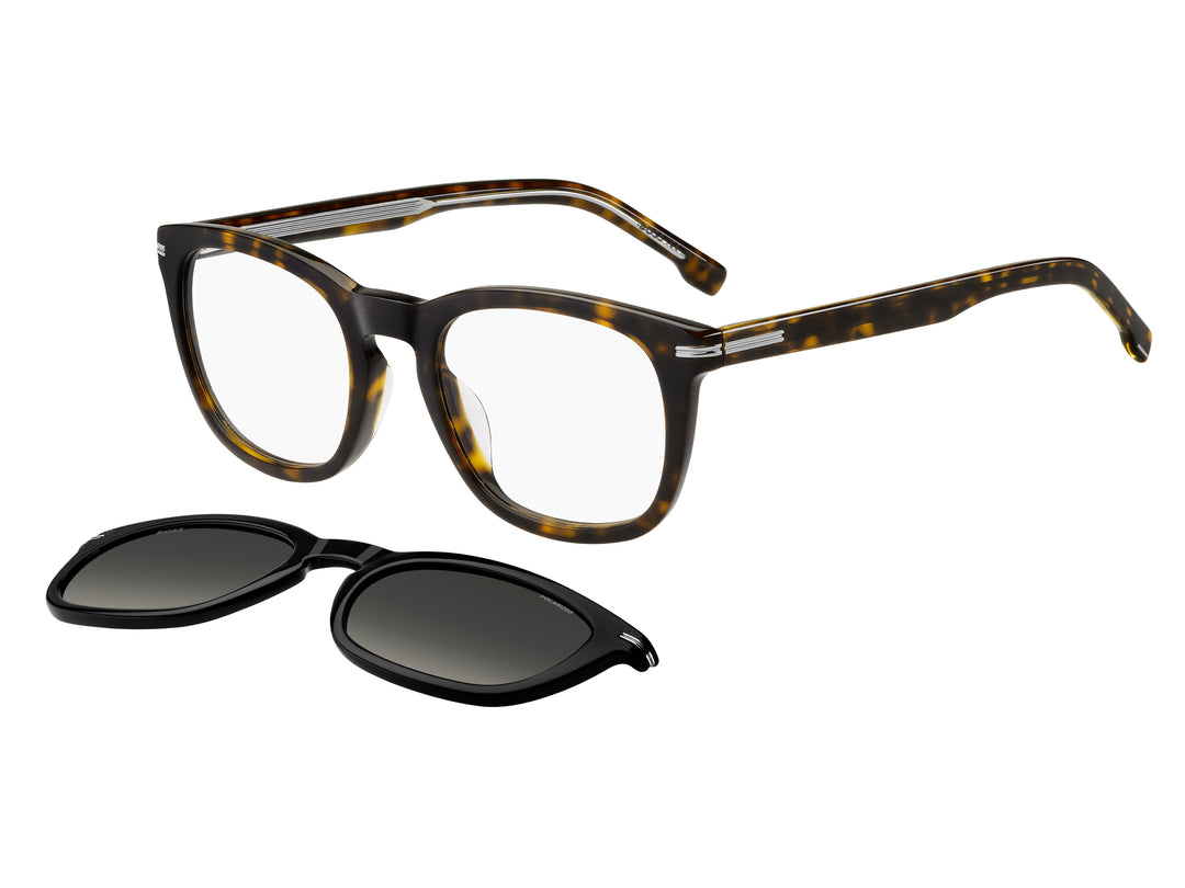 BOSS 1725/G/CS negro y havana, vista principal de tres cuartos con clip solar separado #color_wr7