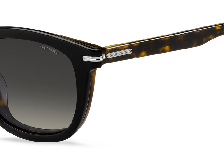 BOSS 1725/G/CS negro y havana, detalle del logotipo y la bisagra 