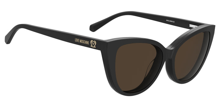 LOVE MOSCHINO MOL066/CS negro, ángulo alternativo con clip solar montado 